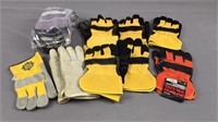 14 Pc Leather Work Gloves - New