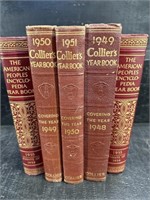 5 VOLUMES OF 1940's-1950's COLLIER'S YEARBOOKS