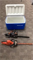 Coleman cooler, Remington electric chainsaw and