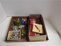 Various Marbles, Playing Cards, Dice, and More