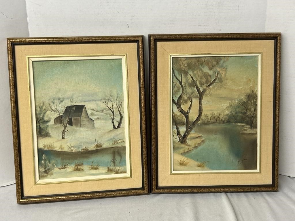 2 Winter/Summer Setting Paintings