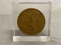 1975 US Navy Coin In Acrylic 4"x4”x1.5”