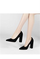 Women Chunky High Heel Pumps Pointed Toe Leopard