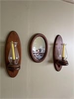 Candle holders and mirror