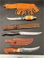 3 Nice Hunting Knives W Sheaths
