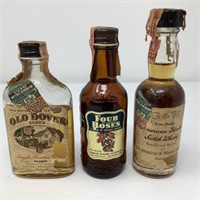 (3) 1936- 39 Whiskey Bottles  1/10 Full Bottles