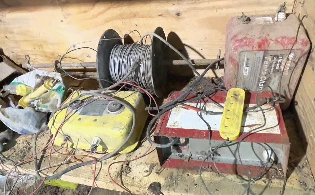 Contents of shelf unit- Electric fence equipment
