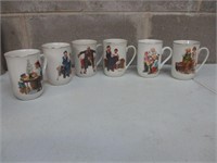 Lot of 6 Norman Rockwell Coffee Mugs