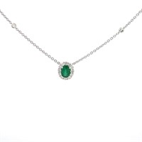 18K WHITE GOLD 0.48CT DIAMOND AND 0.68CT EMERALD P