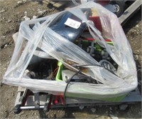 Pallet of snow mobile parts includes pulleys,