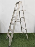 6 FOOT ALUMINUM LADDER - USED - A BIT WARPED