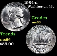 1984-d Washington Quarter 25c Grades GEM+ Unc