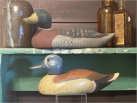Two Vintage John Bundy Hand Painted Duck Decoys