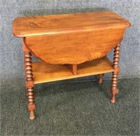 Wood Drop Leaf End Table with Spindle Legs