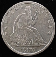 1870-S SEATED LIBERTY HALF DOLLAR CH AU