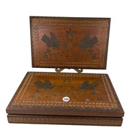 Pair of Wood Carved Boxes