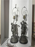 Antique Ottoman Soldiers Zinc c1900 Figure Lamps.