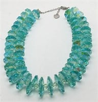 D O L Light Blue Glass Necklace