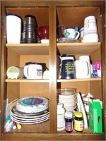 Contents of Cabinet - Plates, Cups, Bowls and more