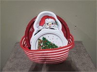 Basket w/Christmas platters