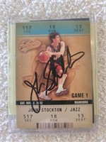 John Stockton Signed Basketball Card with COA
