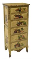DECORATIVE PAINTED TALL LINGERIE CHEST