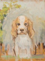 CLARA PANCOAST (1872-1959) COCKER SPANIEL PAINTING