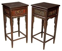 (2) CHINESE CARVED HIGH SIDE TABLES