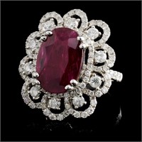 18K White Gold Ruby 6.07ct & Diam Ring 1.80ctw