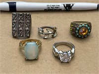 5 Costume Jewelry rings - 1 bohemian style