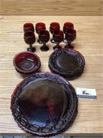 Red cape cod 4 dinner plate 5 salad plates 2 5 in