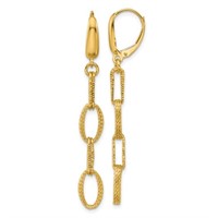 14 Kt- Diamond Cut Chain Link Dangle Earrings