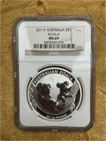 NGC .999 SILVER 2011P AUSTRALIA $1 KOALA MS69