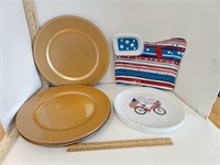 Gold Plastic Chargers, USA Theme Tray & Plastic