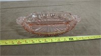 PINK DEPRESSION GLASS DIVIDED DISH