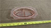 PINK DEPRESSION GLASS DIVIDED DISH