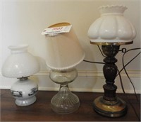 Lot #3503 - (3) lamps: Contemporary milk glass