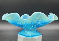 Antique Jefferson Blue Opal Footed Bowl Uv