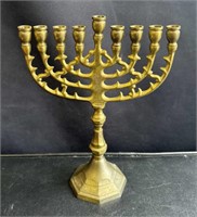 Vintage brass Jewish Hanukkah menorah