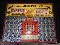 VINTAGE JACKPOT 5 CENT PUNCHBOARD - 9.5 X 7.75 “