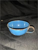 2.25 “ ANTIQUE BLUE ENAMEL CHILD’S CUP