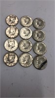 (12) 1964 Silver Half Dollar coins