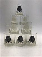 West Virginia Black & White Owl Cocktail Glasses