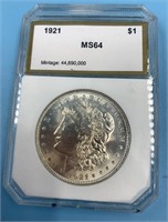 1921 Morgan silver dollar MS64 by PCI       (33)