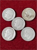 (5) Silver Roosevelt Dimes