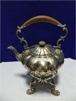 SILVERPLATE TILTING TEAPOT WITH BURNER