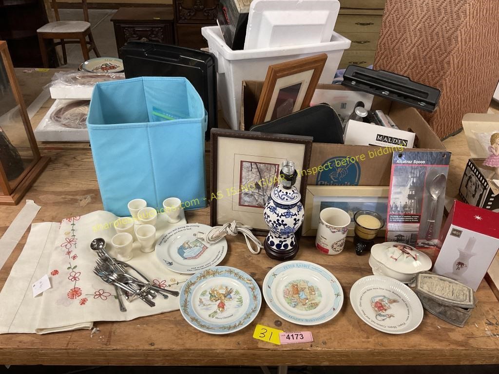 Peter Rabbit plates,lamp base,music box,items