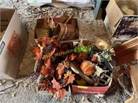 3 Boxes of Baskets & Fall Decor