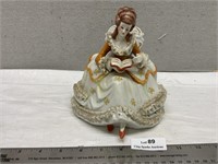 Antique Victorian Dresden Figurine Lace Porcelain