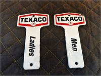 Pair of Porcelain Texaco Bathroom Key Holder